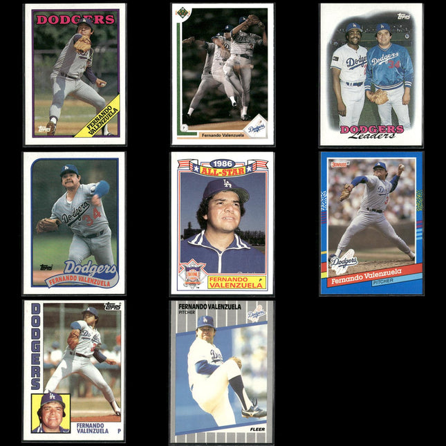 Fernando Valenzuela Los Angeles Dodgers Baseball 8-Card Lot Topps EX