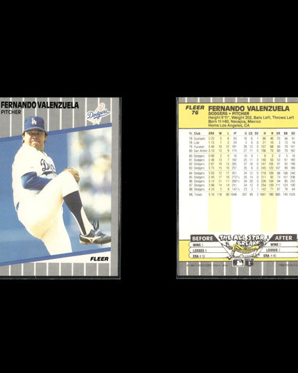Fernando Valenzuela Los Angeles Dodgers Baseball 8-Card Lot Topps EX