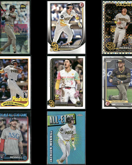 Jackson Merrill San Diego Padres Baseball 8-Card Lot Topps EX