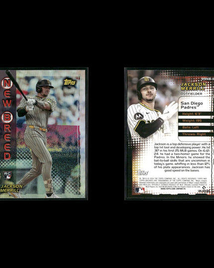 Jackson Merrill San Diego Padres Baseball 8-Card Lot Topps EX