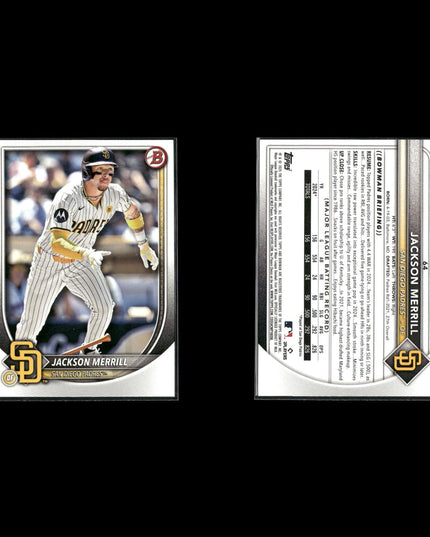 Jackson Merrill San Diego Padres Baseball 8-Card Lot Topps EX