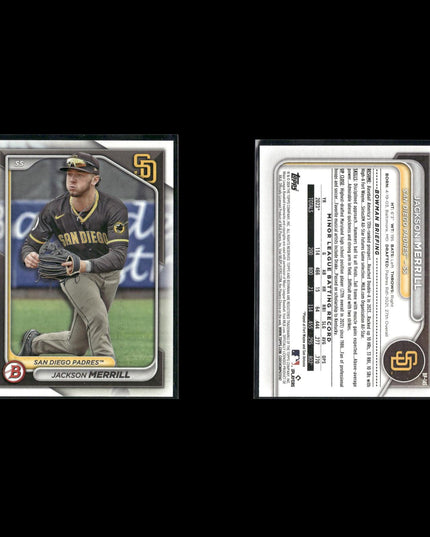 Jackson Merrill San Diego Padres Baseball 8-Card Lot Topps EX