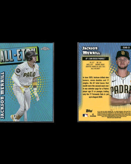 Jackson Merrill San Diego Padres Baseball 8-Card Lot Topps EX