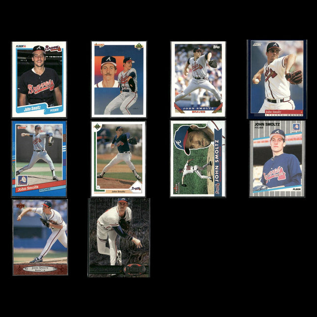 John Smoltz Atlanta Braves Baseball 10-Card Lot Topps EX
