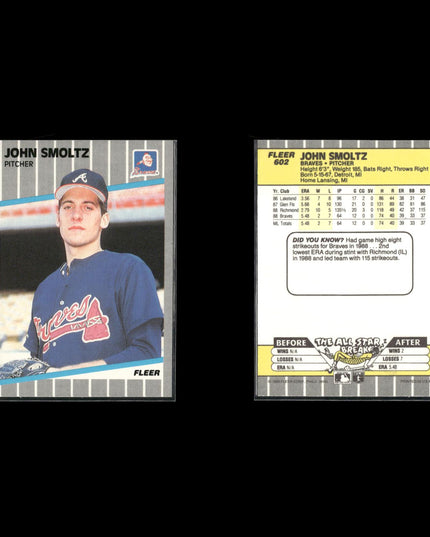 John Smoltz Atlanta Braves Baseball 10-Card Lot Topps EX