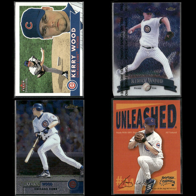 Kerry Wood Chicago Cubs Baseball 4-Card Lot Topps EX