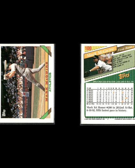 Mark McGwire Oakland Athletics Baseball 12-Card Lot Topps EX