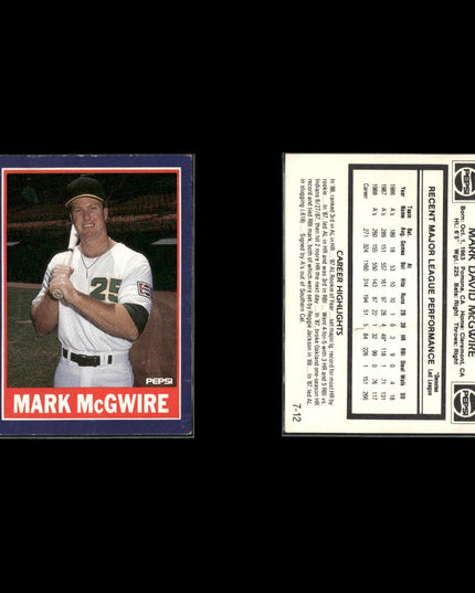 Mark McGwire Oakland Athletics Baseball 12-Card Lot Topps EX