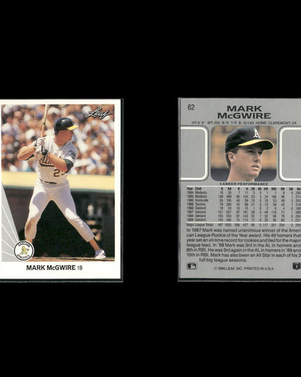 Mark McGwire Oakland Athletics Baseball 12-Card Lot Topps EX