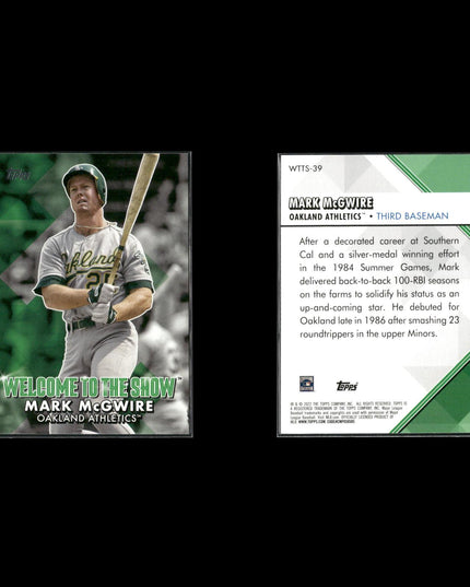 Mark McGwire Oakland Athletics Baseball 6-Card Lot Topps EX