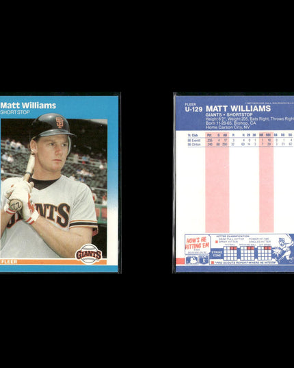 Matt Williams San Francisco Giants Baseball 7-Card Lot Topps EX