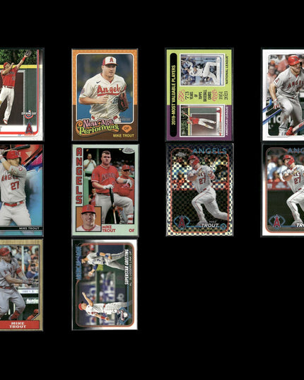 Mike Trout Los Angeles Angels Baseball 10-Card Lot Topps EX