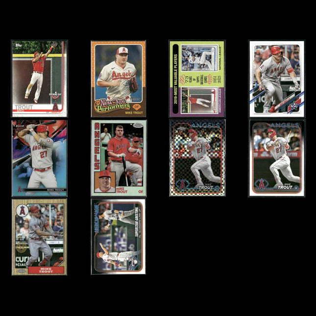 Mike Trout Los Angeles Angels Baseball 10-Card Lot Topps EX