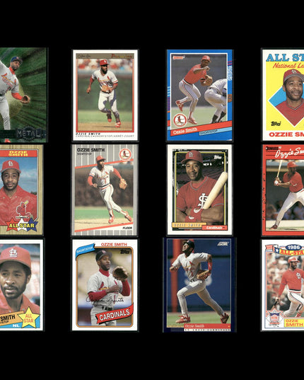 Ozzie Smith Cardinals Card Lot (12) HOF Assorted Topps Fleer Donruss