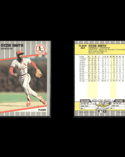Ozzie Smith Cardinals Card Lot (12) HOF Assorted Topps Fleer Donruss