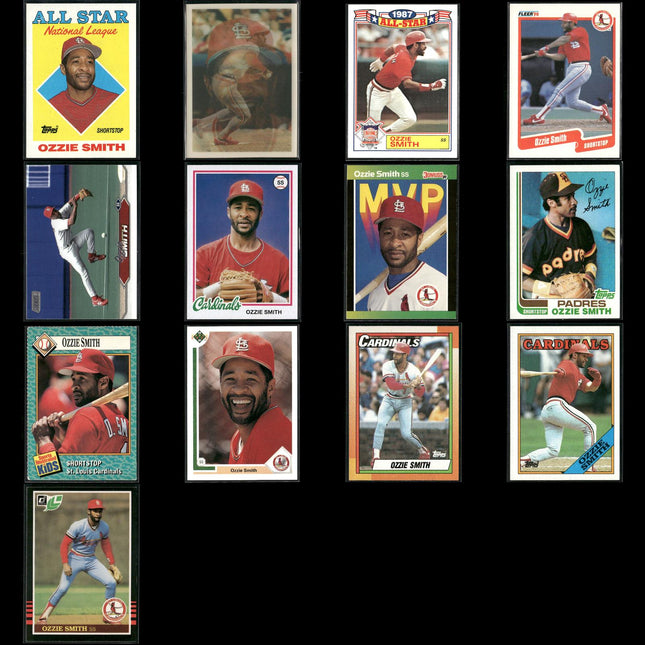 Ozzie Smith St. Louis Cardinals Baseball 13-Card Lot Topps EX