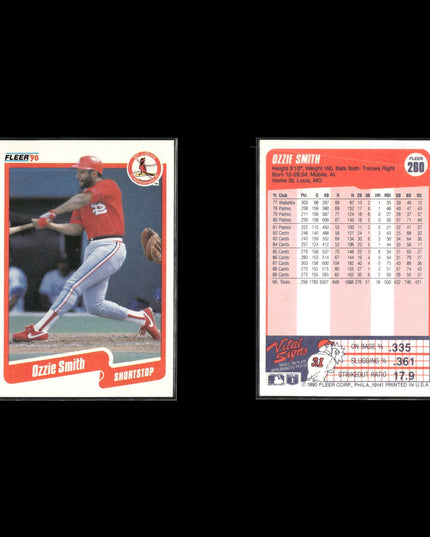 Ozzie Smith St. Louis Cardinals Baseball 13-Card Lot Topps EX