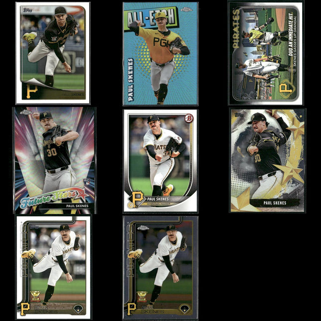 Paul Skenes Pittsburgh Pirates Baseball 8-Card Lot Topps EX