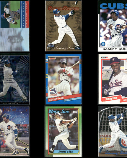 Sammy Sosa Chicago Cubs Baseball 9-Card Lot Topps EX