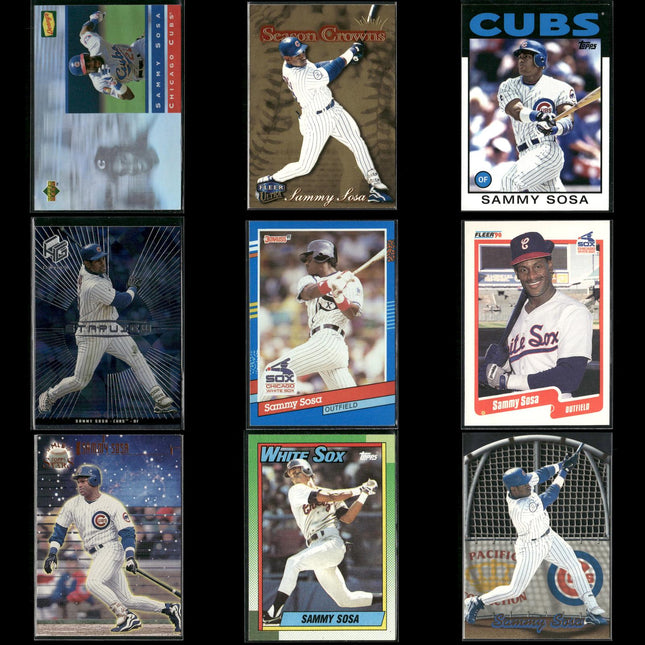 Sammy Sosa Chicago Cubs Baseball 9-Card Lot Topps EX