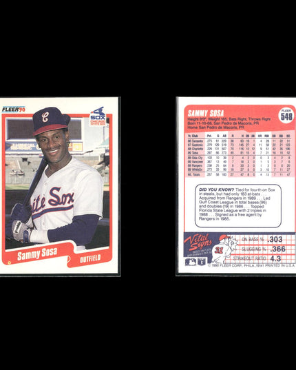 Sammy Sosa Chicago Cubs Baseball 9-Card Lot Topps EX