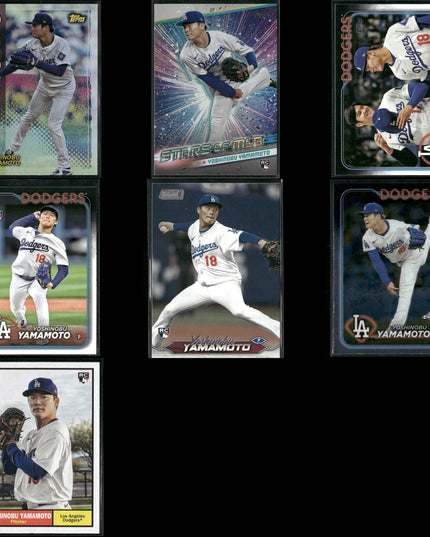 Yoshinobu Yamamoto Los Angeles Dodgers Baseball 7-Card Lot Topps EX
