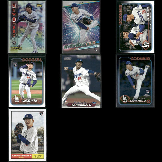 Yoshinobu Yamamoto Los Angeles Dodgers Baseball 7-Card Lot Topps EX