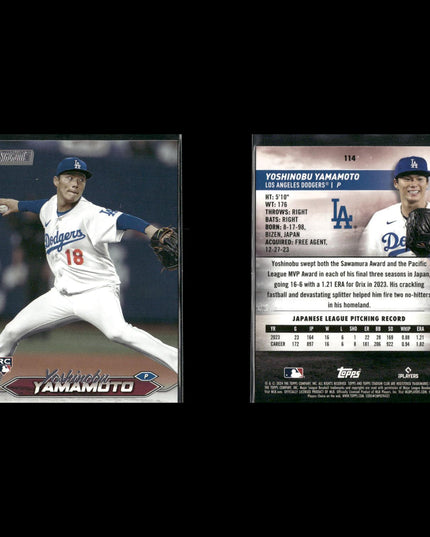 Yoshinobu Yamamoto Los Angeles Dodgers Baseball 7-Card Lot Topps EX