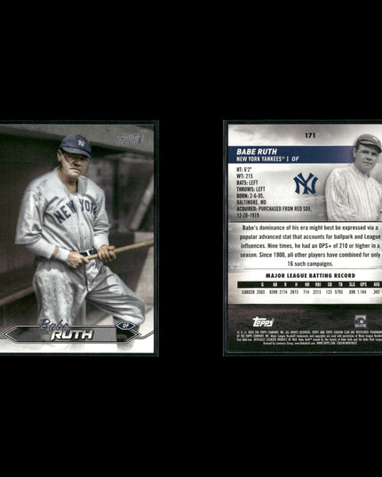 Babe Ruth New York Yankees Baseball 6-Card Lot Topps EX