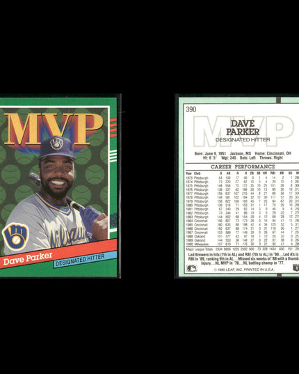 Dave Parker Pittsburgh Pirates Baseball 6-Card Lot Topps EX