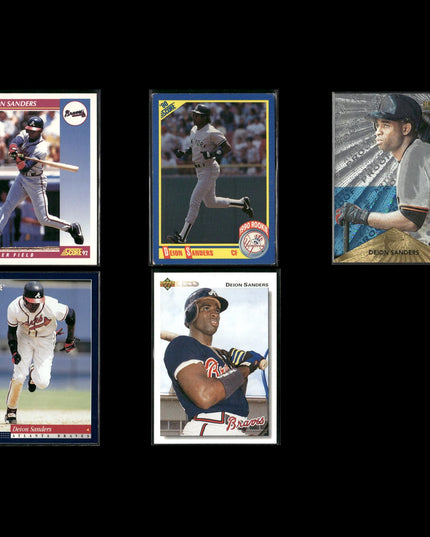 Deion Sanders Atlanta Braves Baseball 5-Card Lot Topps EX