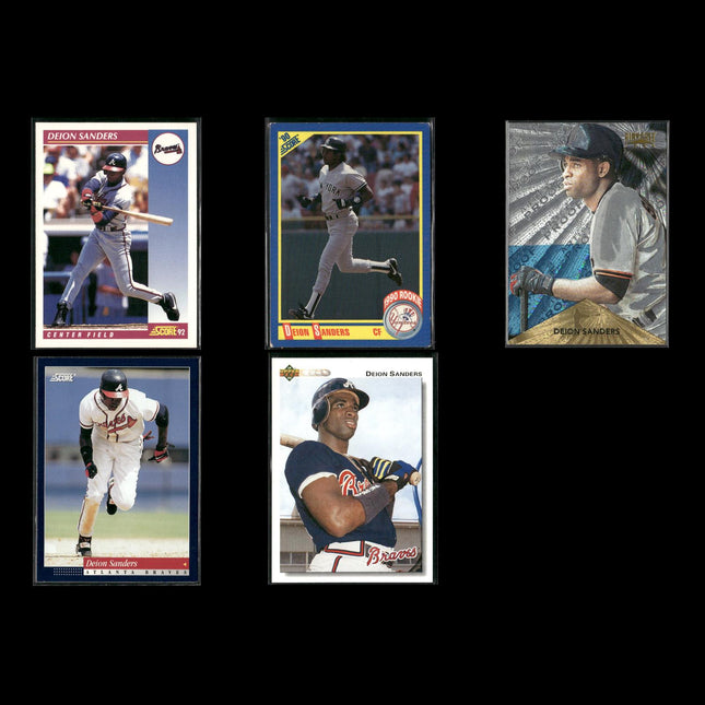 Deion Sanders Atlanta Braves Baseball 5-Card Lot Topps EX