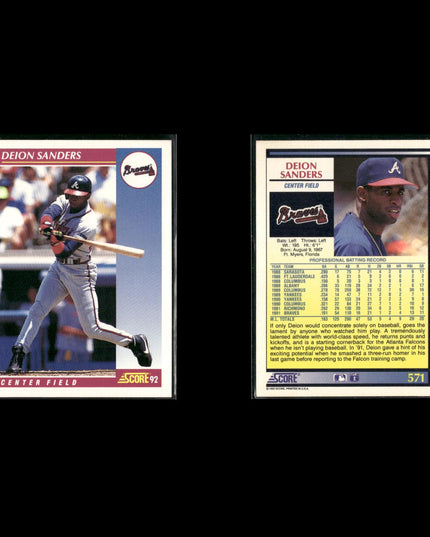 Deion Sanders Atlanta Braves Baseball 5-Card Lot Topps EX