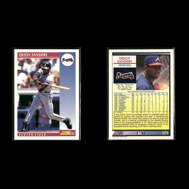 Deion Sanders Atlanta Braves Baseball 5-Card Lot Topps EX