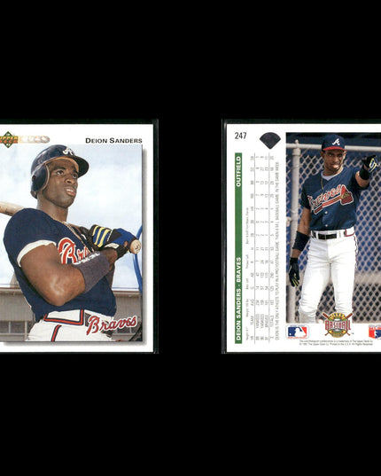 Deion Sanders Atlanta Braves Baseball 5-Card Lot Topps EX
