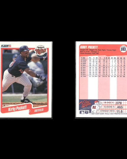 Kirby Puckett Minnesota Twins Baseball 10-Card Lot Topps EX