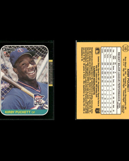 Kirby Puckett Minnesota Twins Baseball 10-Card Lot Topps EX