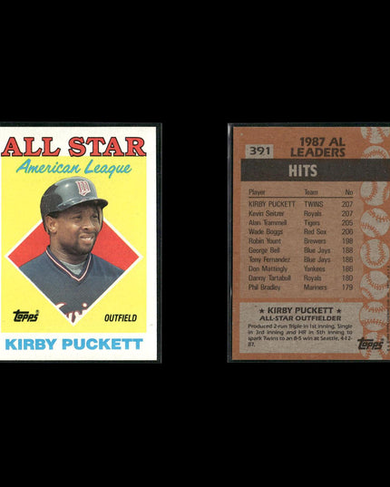 Kirby Puckett Minnesota Twins Baseball 10-Card Lot Topps EX