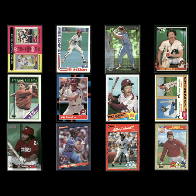 Mike Schmidt Philadelphia Phillies Baseball 12-Card Lot Topps EX