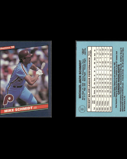 Mike Schmidt Philadelphia Phillies Baseball 12-Card Lot Topps EX