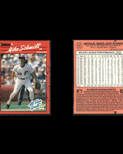 Mike Schmidt Philadelphia Phillies Baseball 12-Card Lot Topps EX