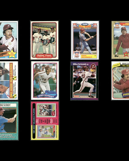 Mike Schmidt Philadelphia Phillies Baseball 10-Card Lot Topps EX