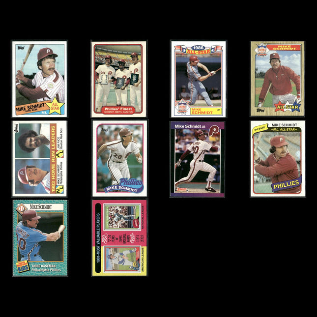 Mike Schmidt Philadelphia Phillies Baseball 10-Card Lot Topps EX
