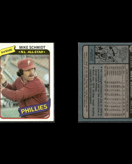 Mike Schmidt Philadelphia Phillies Baseball 10-Card Lot Topps EX