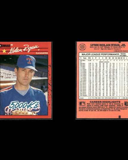 Nolan Ryan Houston Astros Baseball 12-Card Lot Topps EX