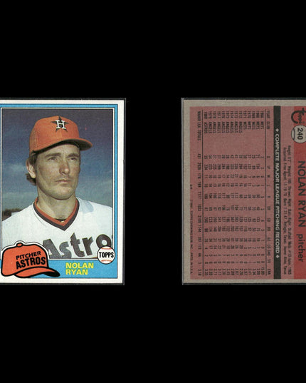 Nolan Ryan Houston Astros Baseball 12-Card Lot Topps EX