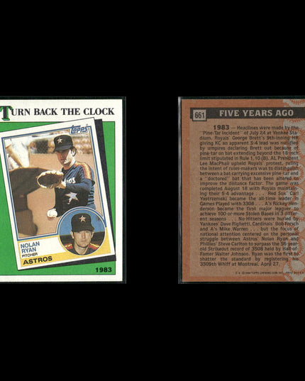Nolan Ryan Houston Astros Baseball 12-Card Lot Topps EX