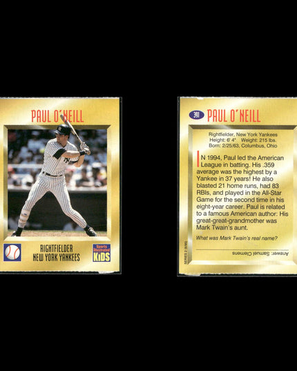 Paul O'Neill New York Yankees Baseball 10-Card Lot Topps EX