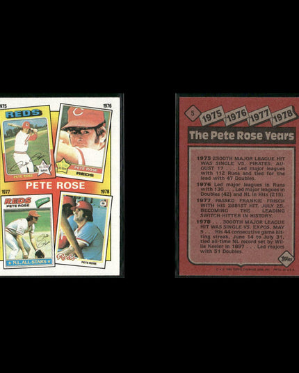 Pete Rose Cincinnati Reds Baseball 7-Card Lot Topps EX