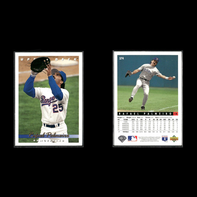 Rafael Palmeiro Texas Rangers Baseball 6-Card Lot Topps EX